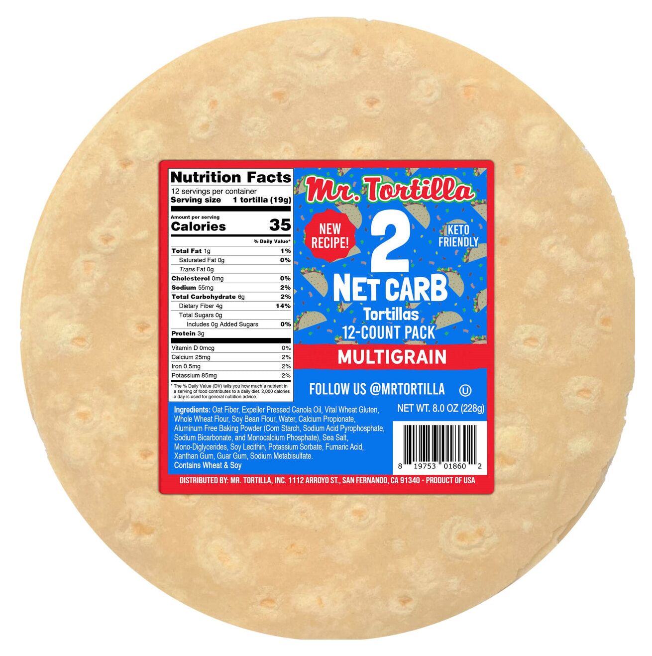 Mr Tortilla 2 Net Carb Tortilla 12 tortillas