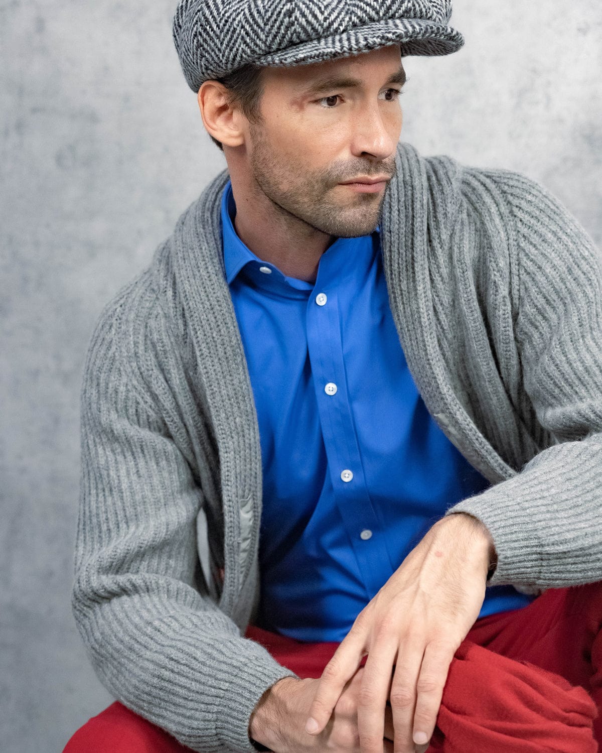 Whitby Shawl Collar Cardigan - Blue