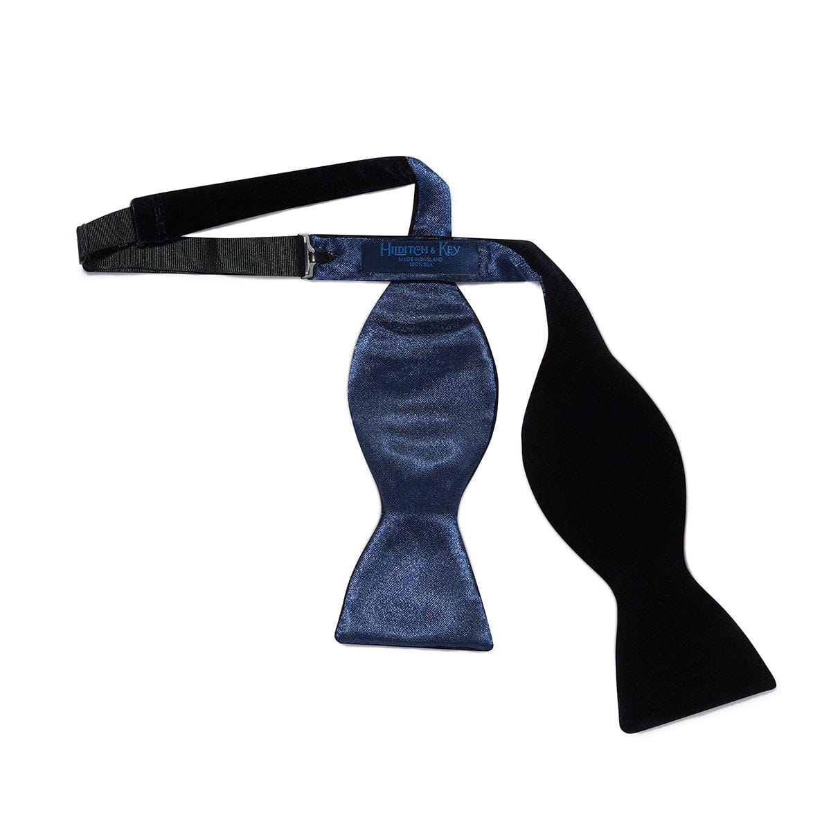 Navy Blue & Silver Paisley Suspenders with Matching Silk Bow Tie