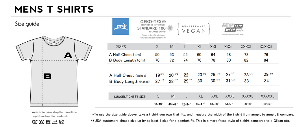 Mens T-Shirt Sizes