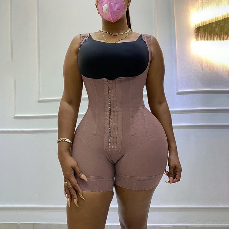 Full Body Fajas Colombianas In Powernet With Bra Knee Length Bodyshaper  Compression Garment Gaine Amincissante Femme Sha size XXXL Color Orange