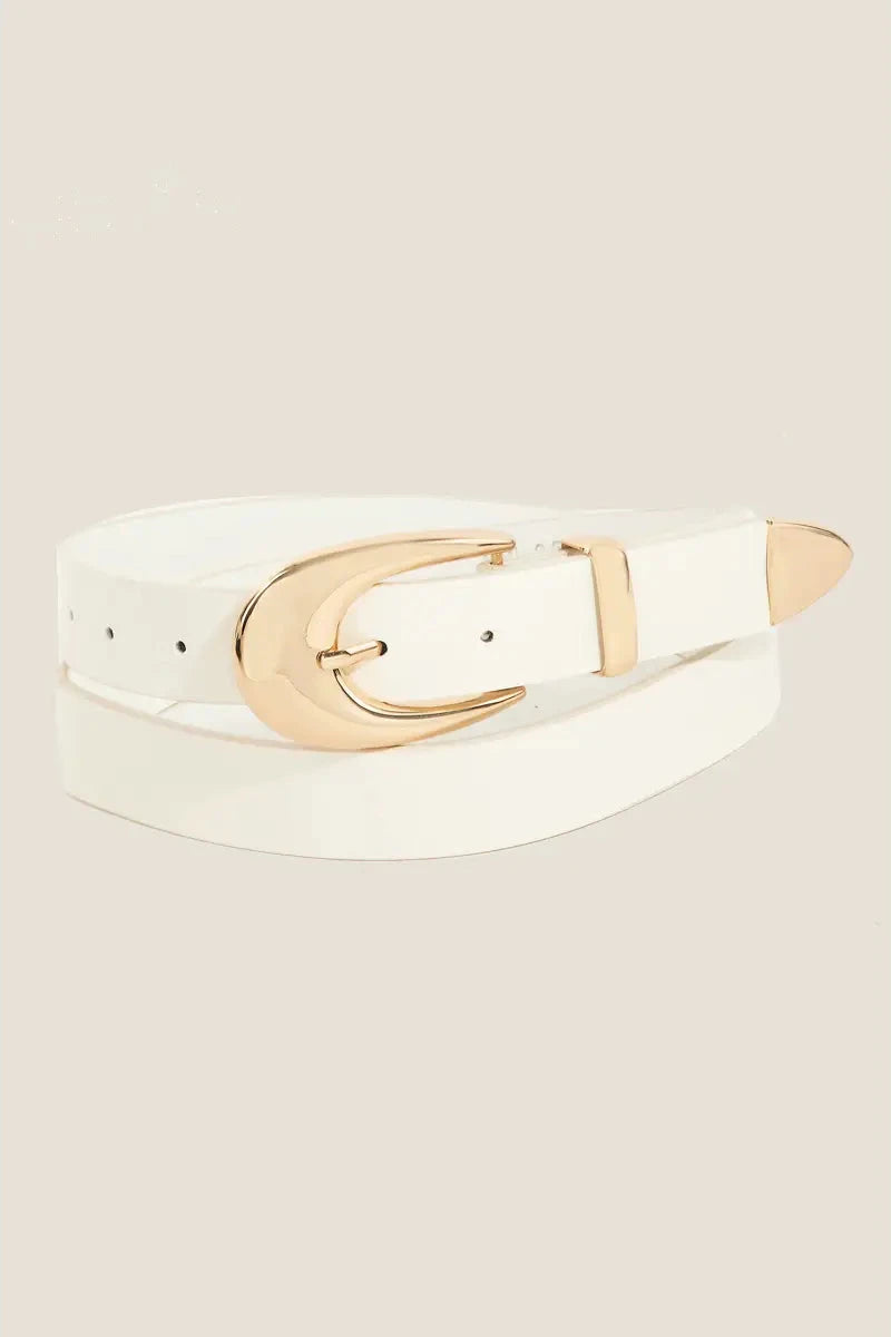 Oval Buckle Faux Leather Belt