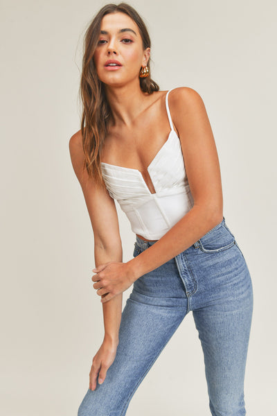 The Opal Off-White Spaghetti Strap Cropped Tank Top
