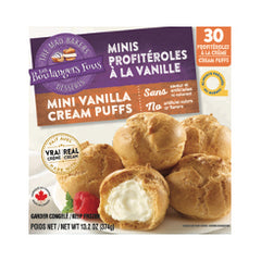 frozen artisan vanilla mini cream puffs in a box