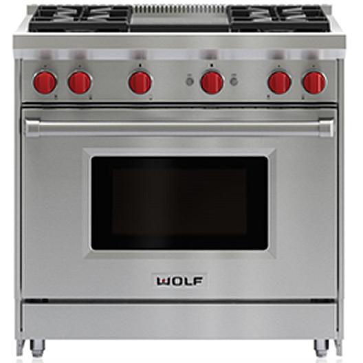 Wolf 36-inch Freestanding Gas Range with Infrared Griddle GR364G