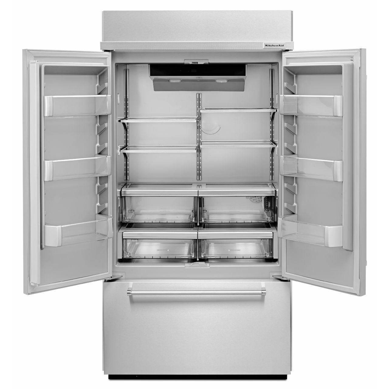 KitchenAid 43-inch, 24.2 cu.ft. Built-in French 3-Door Refrigerator with Platinum Interior Design KBFN502ESS