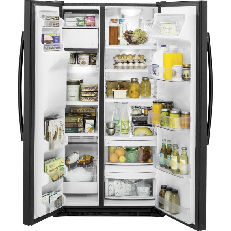 GE 36-inch, 21.9 cu. ft. Counter-Depth Side-by-Side Refrigerator with Ice and Water GZS22DGJBB