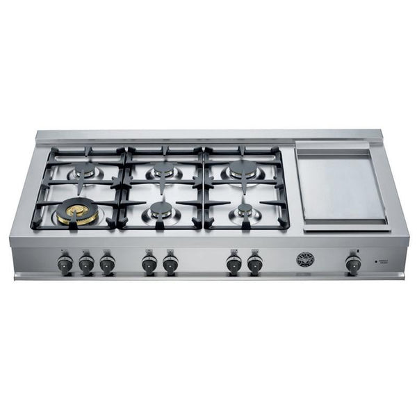 MAST486GDFMXE Bertazzoni 48 inch Dual Fuel Range, 6 burners and Griddle,  Electric Oven Stainless Steel STAINLESS STEEL - Hahn Appliance Warehouse