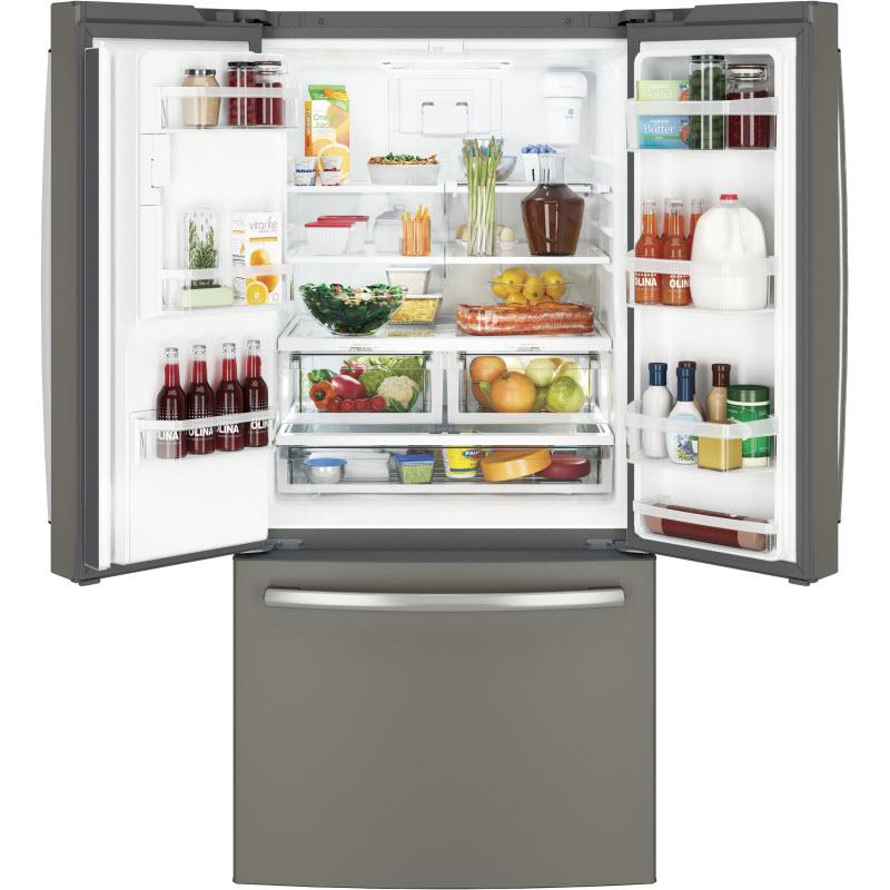 GE 33-inch, 23.8 cu. ft. French 3-Door Refrigerator with Ice and Water GFE24JMKES