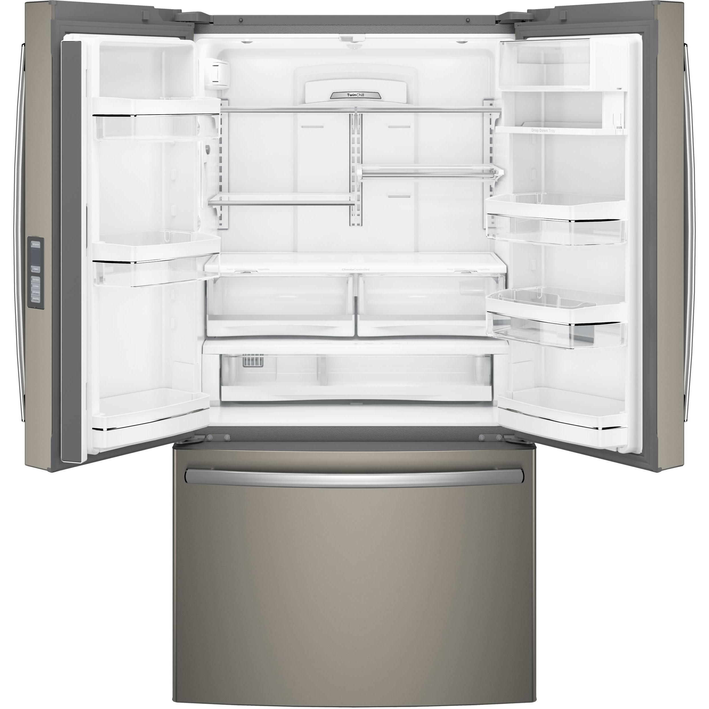 GE Profile 36-inch, 23.1 cu. ft. Counter-Depth French 3-Door Refrigerator with Ice and Water PWE23KMKES