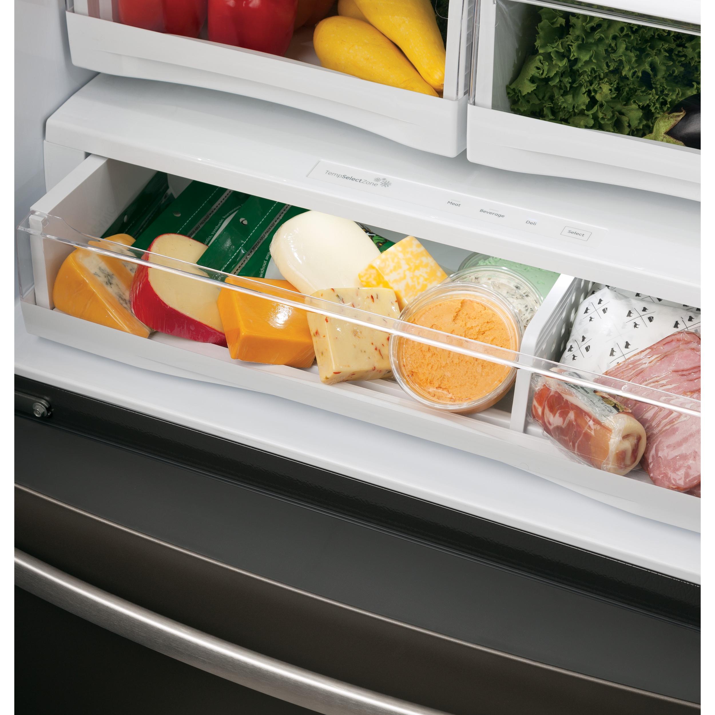 GE Profile 36-inch, 23.1 cu. ft. Counter-Depth French 3-Door Refrigerator with Ice and Water PWE23KMKES