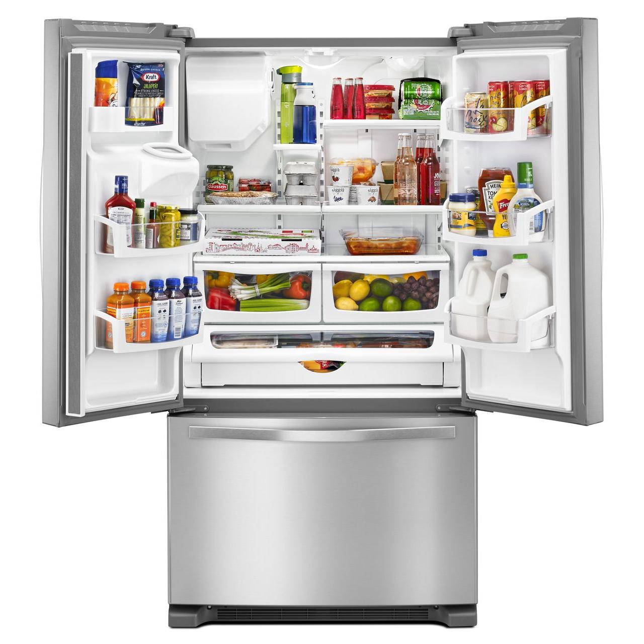 Whirlpool 36-inch, 24.7 cu. ft. French 3-Door Refrigerator with Ice and Water Dispensing System WRF555SDFZ