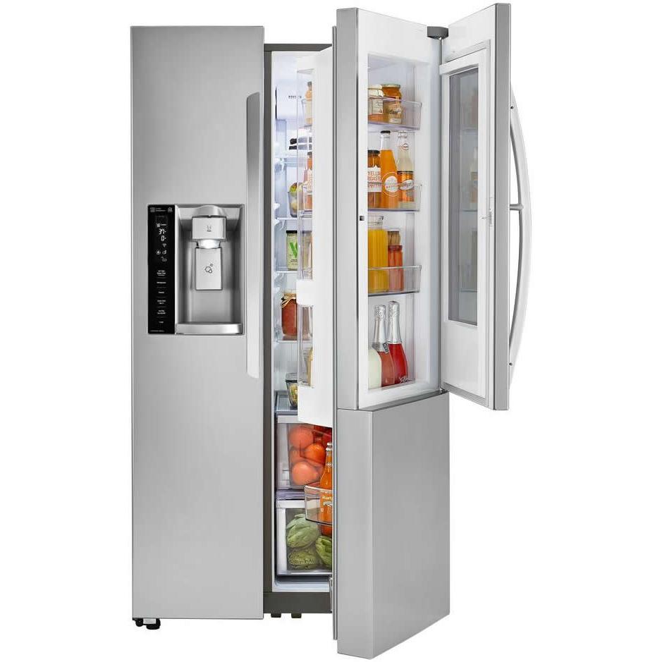 LG 36-inch, 26.1 cu. ft. Side-By-Side Refrigerator with InstaView? Door-in-Door? LSXS26396S