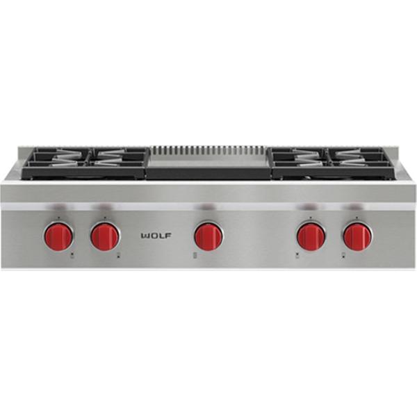 Wolf 36-inch Built-in Gas Rangetop with Infrared Griddle SRT364G