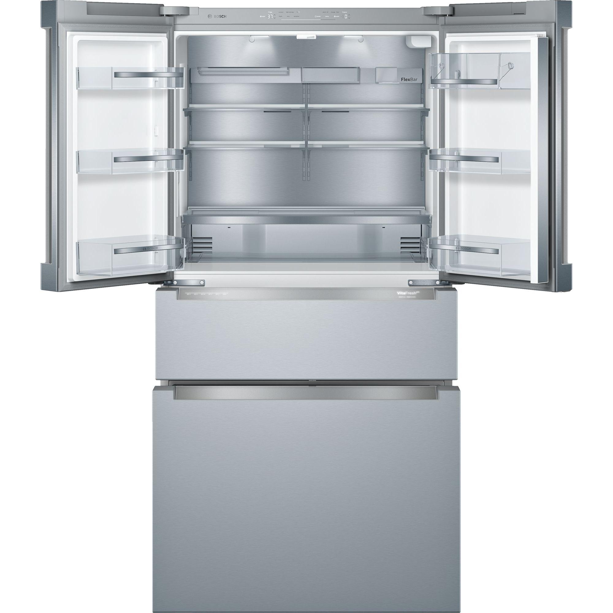 Bosch 36-inch, 21 cu.ft. Counter-Depth French 4-Door Refrigerator with VitaFreshPro? Drawer B36CL80ENS