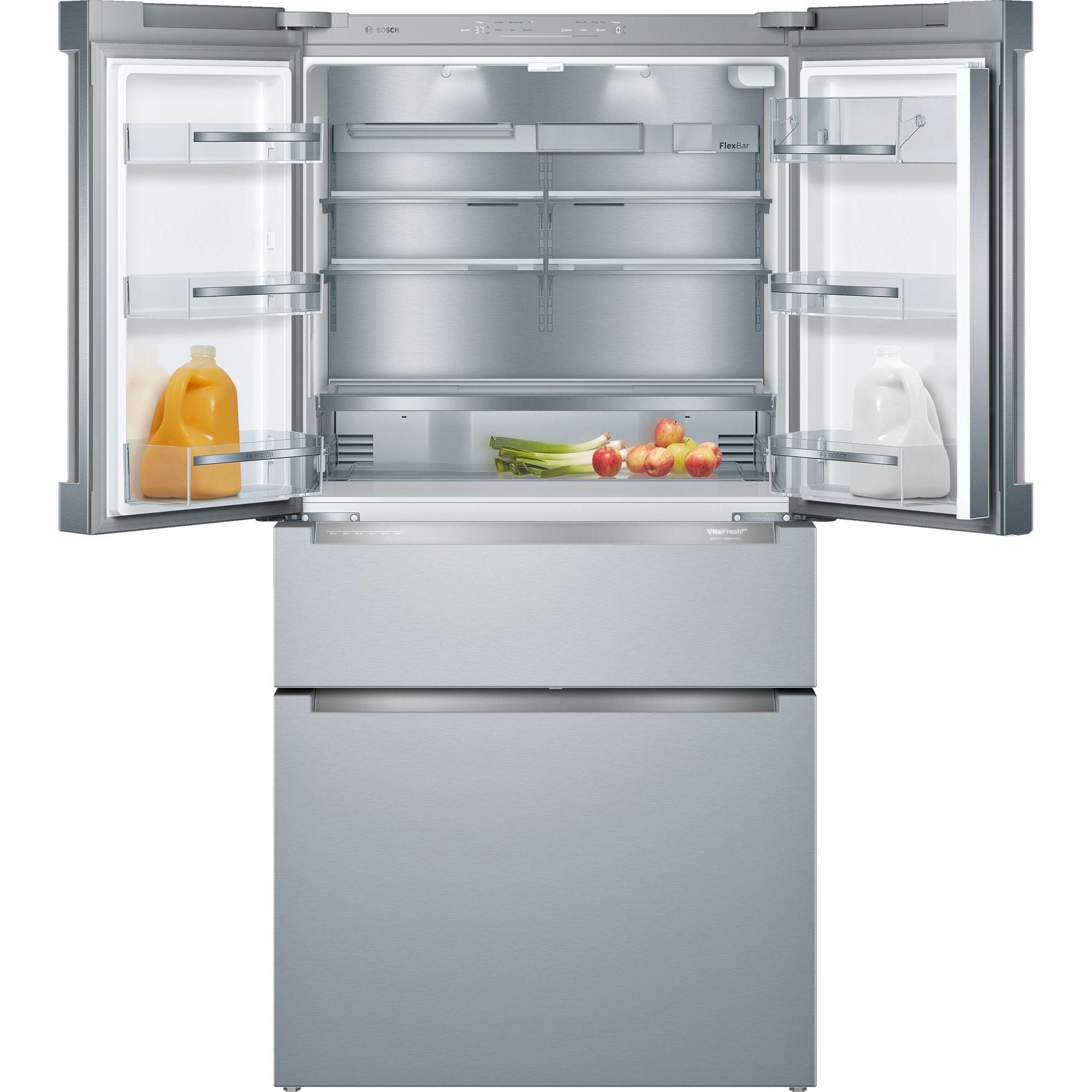 Bosch 36-inch, 21 cu.ft. Counter-Depth French 4-Door Refrigerator with VitaFreshPro? Drawer B36CL80ENS