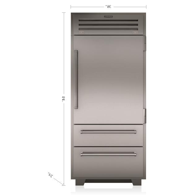 Sub-Zero 36-inch, 22.7 cu.ft. Built-in Bottom-Freezer Refrigerator with Interior Ice Maker PRO3650-RH