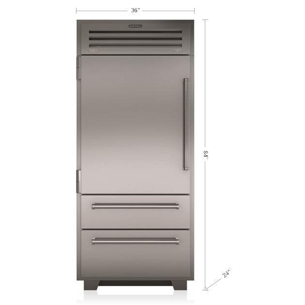 Sub-Zero 36-inch, 22.7 cu.ft. Built-in Bottom-Freezer Refrigerator with Interior Ice Maker PRO3650-LH