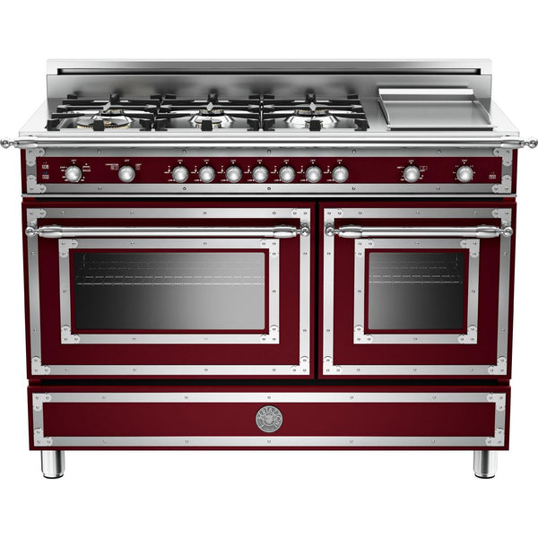 MAST486GDFMXE Bertazzoni 48 inch Dual Fuel Range, 6 burners and Griddle,  Electric Oven Stainless Steel STAINLESS STEEL - Hahn Appliance Warehouse