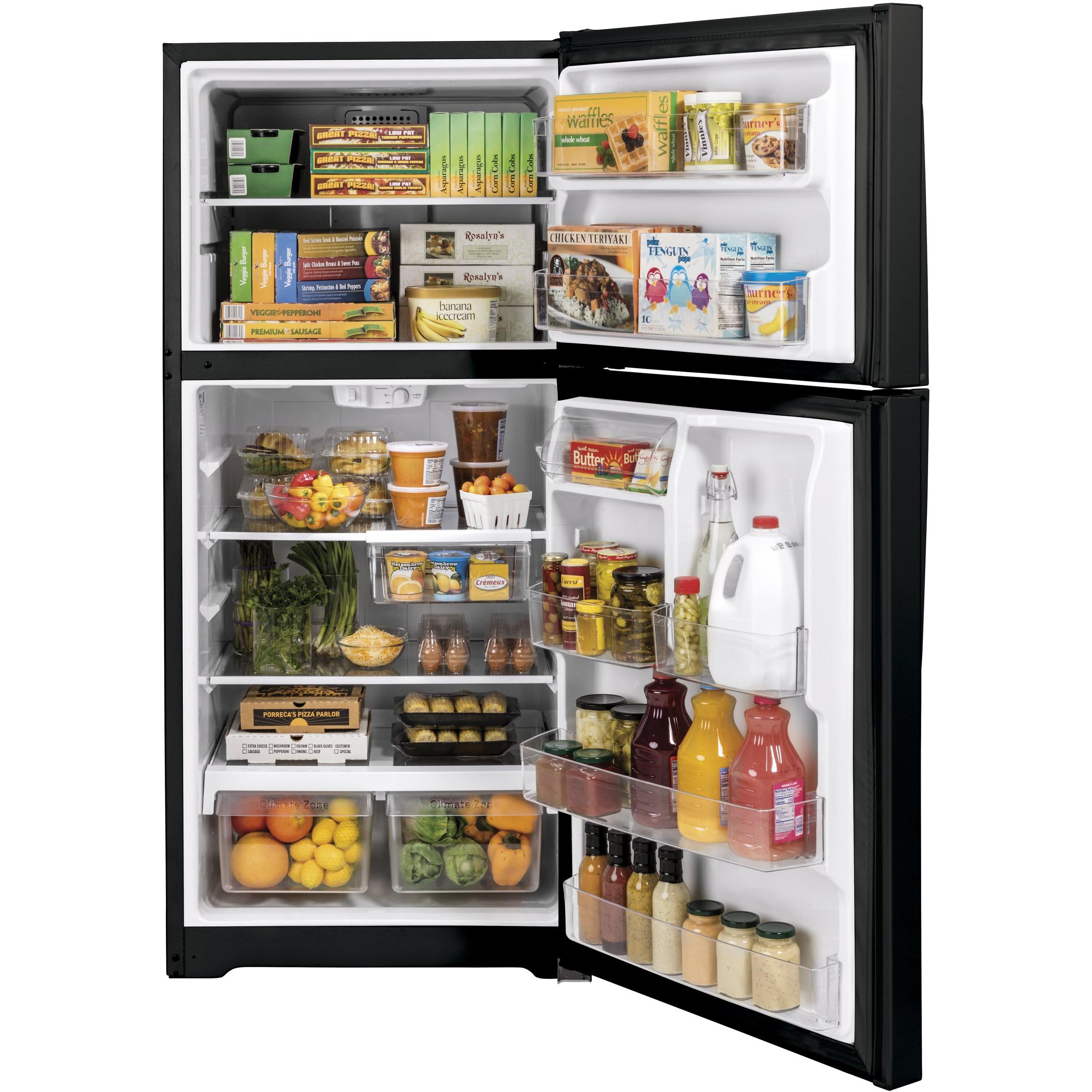 GE 33-inch, 21.9 cu.ft. Freestanding Top Freezer Refrigerator with Upfront Fresh Food Temperature Controls GTS22KGNRBB