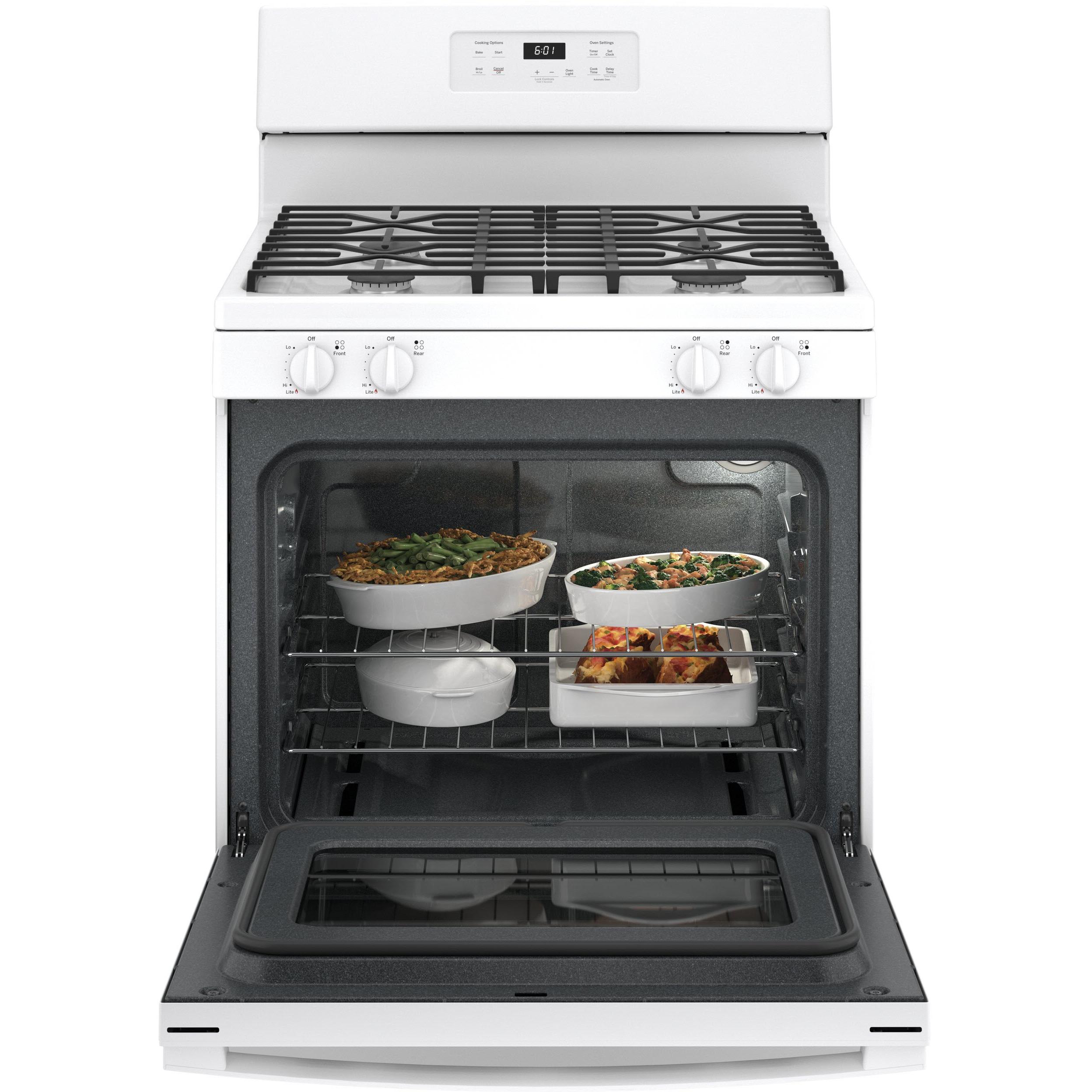 GE 30-inch Freestanding Gas Range with Precise Simmer Burner JGBS61DPWW