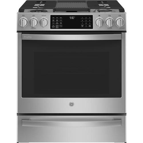 GE Profile 30-inch Slide-in Dual-Fuel Range with Wi-Fi Connect P2S930YPFS