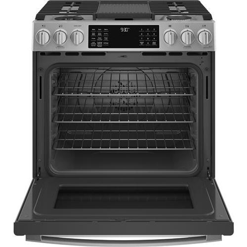 GE Profile 30-inch Slide-in Dual-Fuel Range with Wi-Fi Connect P2S930YPFS