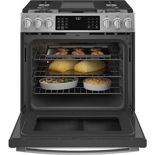 GE Profile 30-inch Slide-in Dual-Fuel Range with Wi-Fi Connect P2S930YPFS