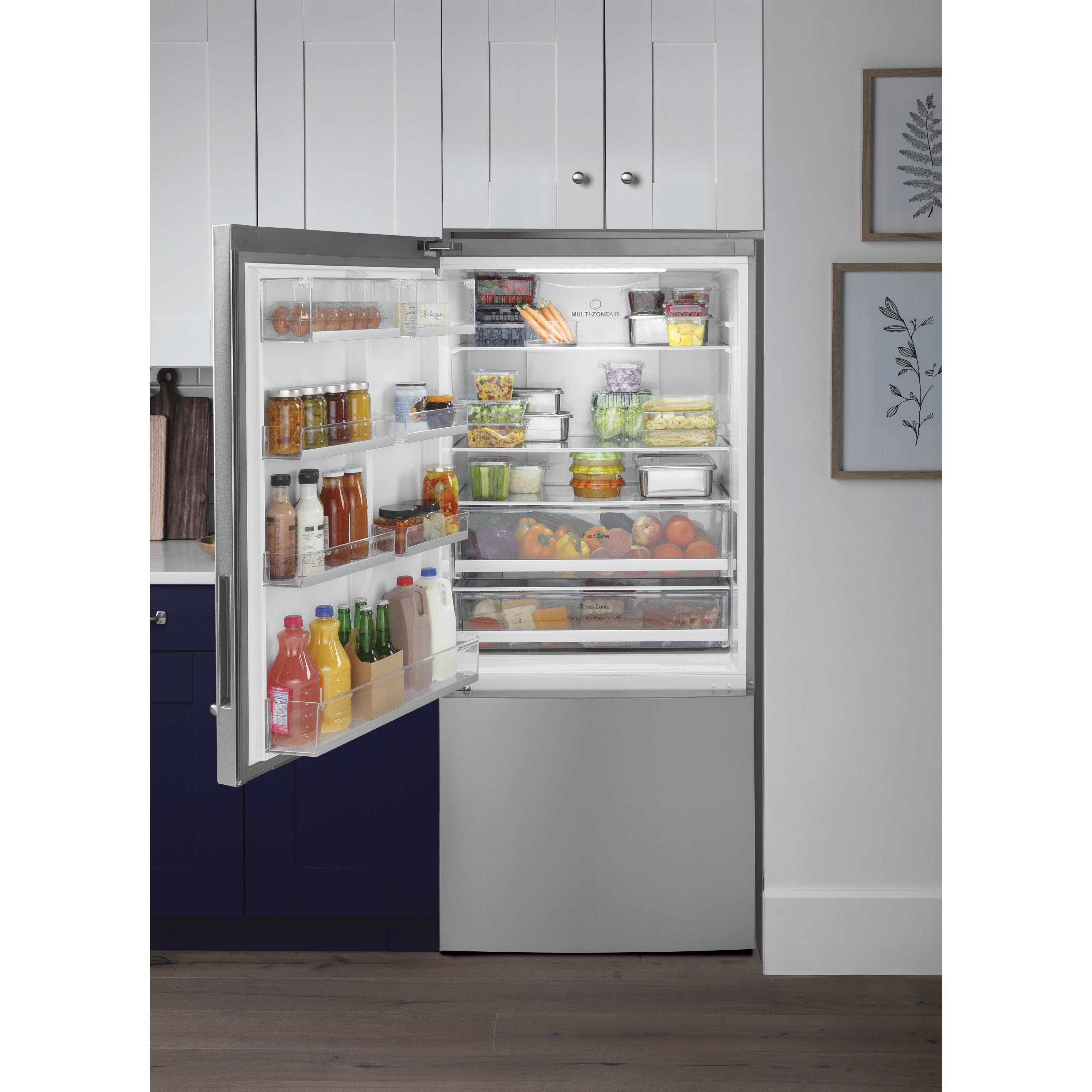 GE 32-inch, 17.7 cu.ft. Counter-Depth Bottom Freezer Refrigerator with LED Lighting GBE17HYRFS