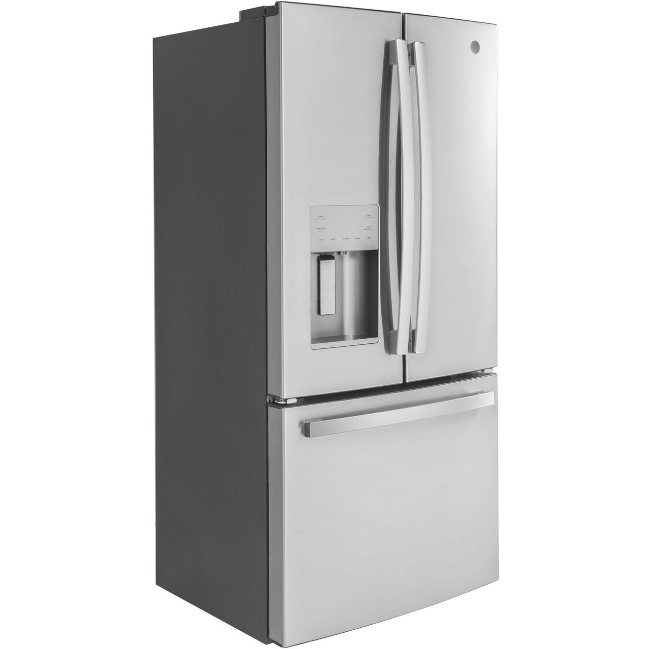 GE 33-inch, 17.5 cu.ft. Counter-Depth French 3-Door Refrigerator with External Water and Ice Dispensing System GYE18JYLFS