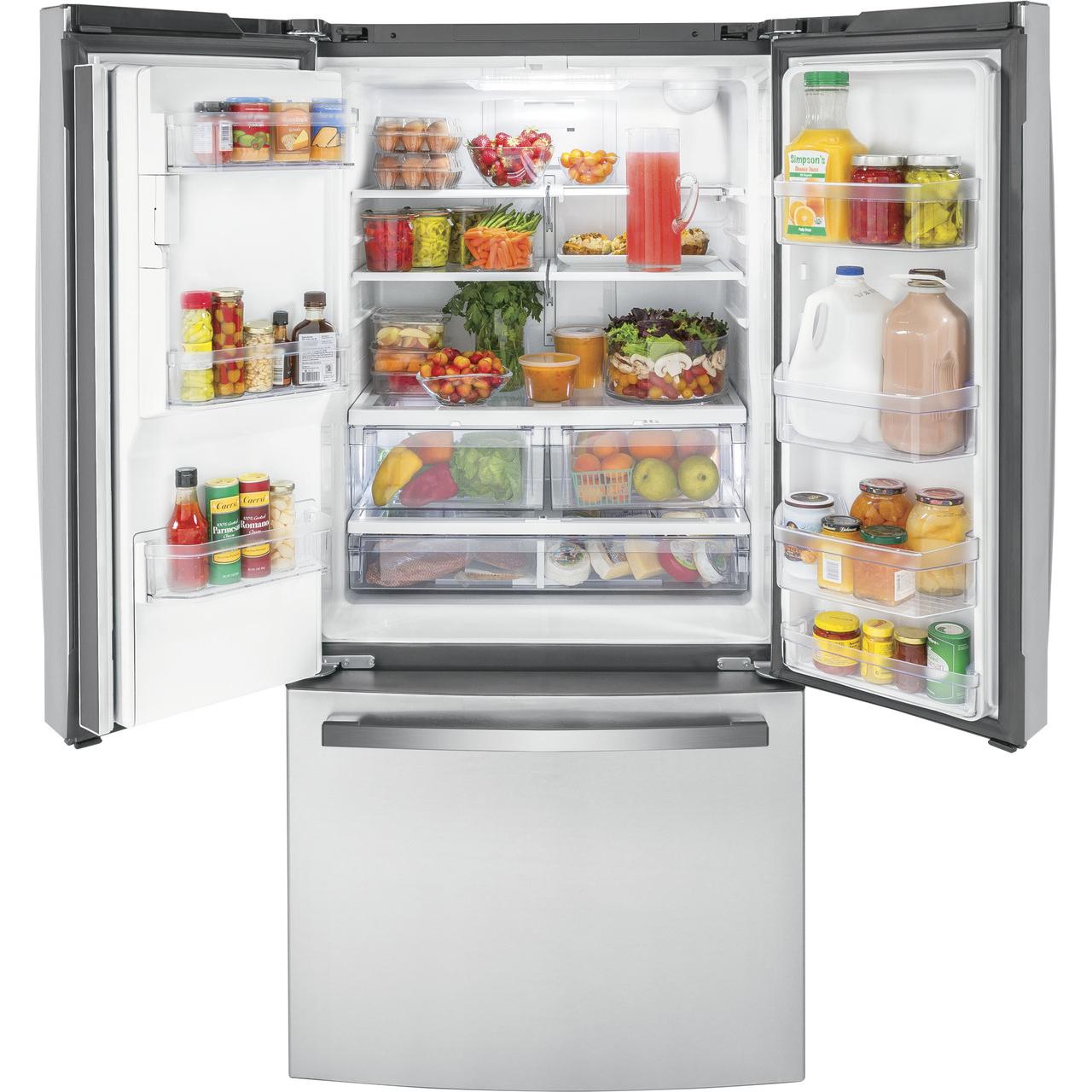 GE 33-inch, 17.5 cu.ft. Counter-Depth French 3-Door Refrigerator with External Water and Ice Dispensing System GYE18JYLFS