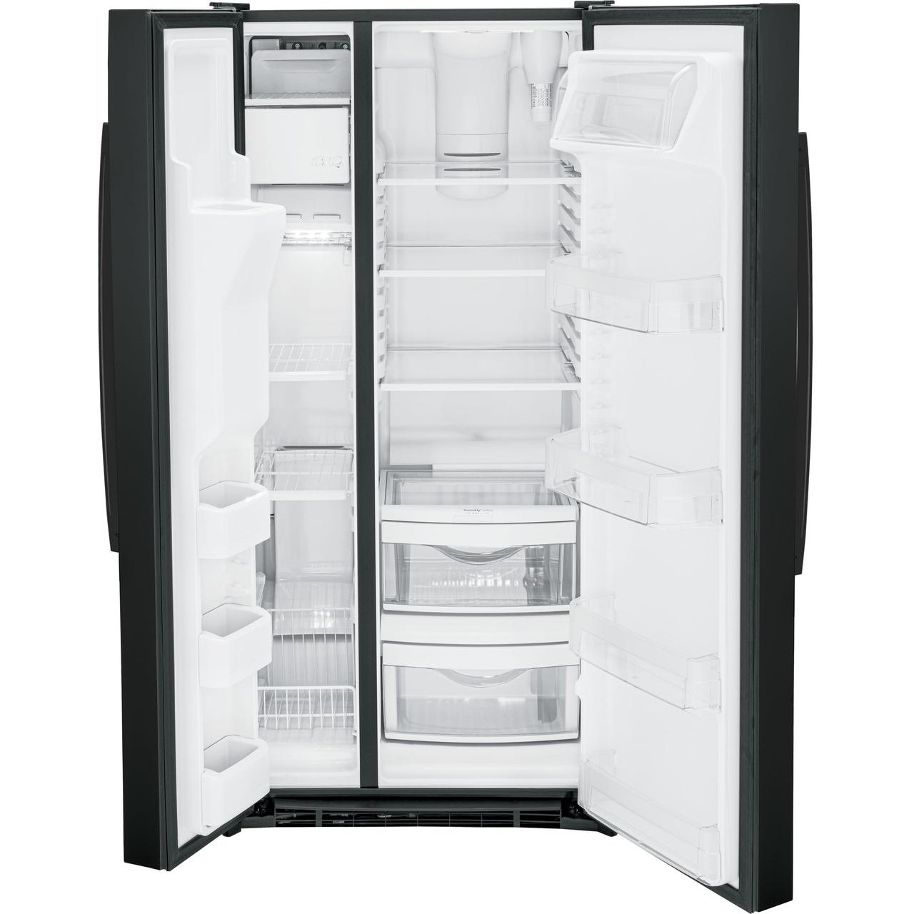 GE 33-inch 23 cu.ft. Freestanding Side-by-Side Refrigerator with LED Lighting GSE23GGPBB