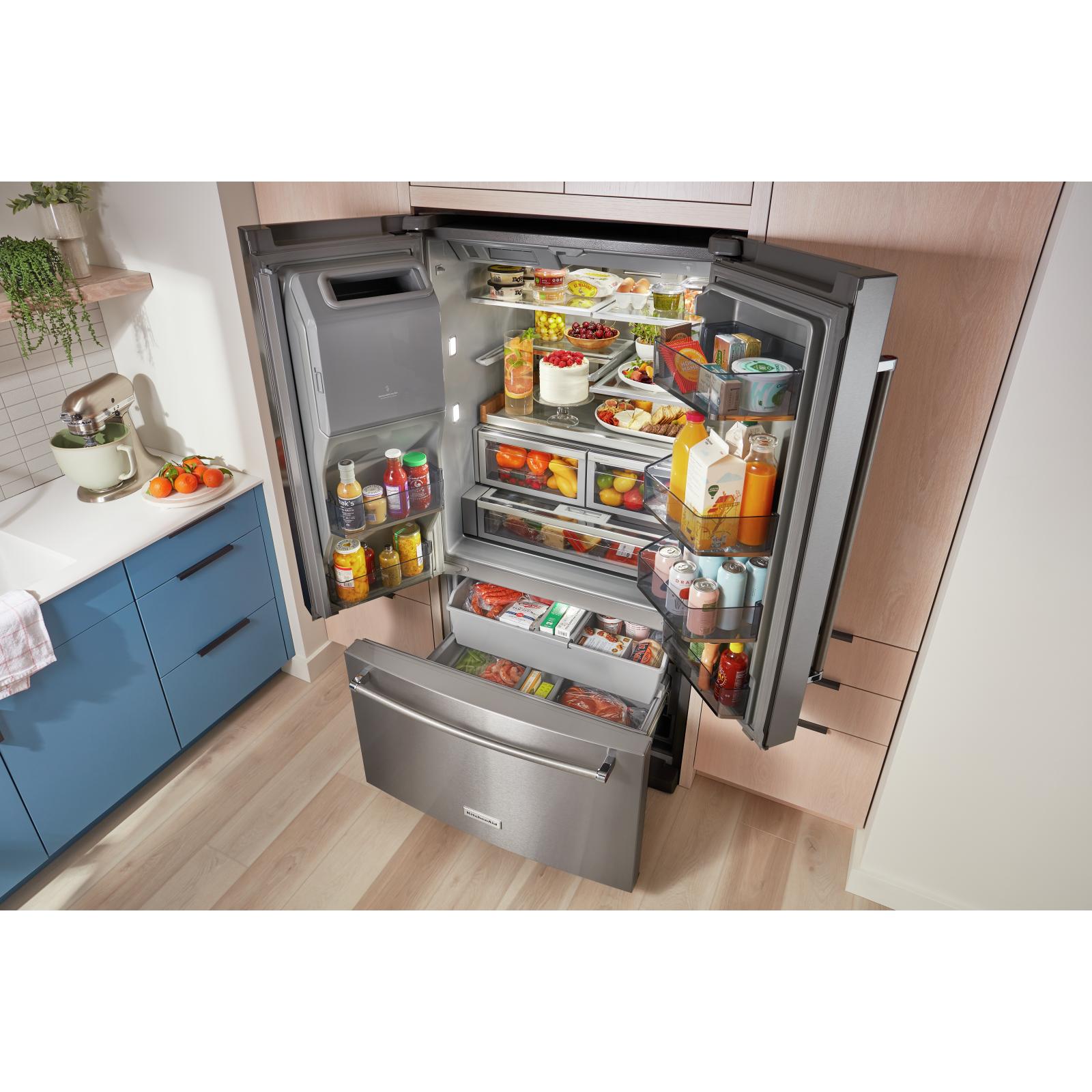 KitchenAid French 3-Door Refrigerator with External Water and Ice Dispensing System KRFF577KPS