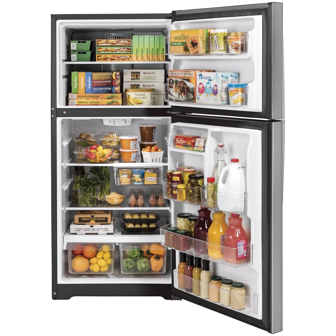 GE 33-inch, 21.9 cu.ft. Freestanding Top Freezer Refrigerator with Upfront Fresh Food Temperature Controls GTS22KYNRFS