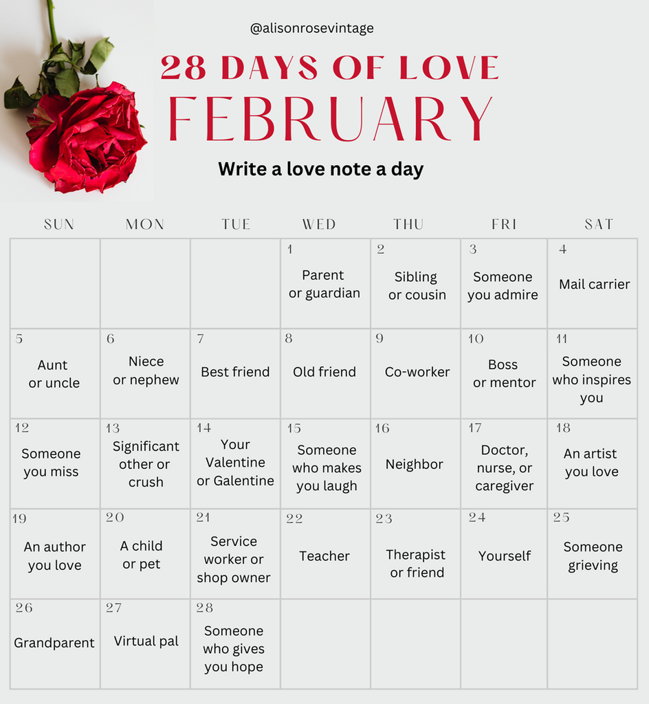 28 Days of Love February Calendar