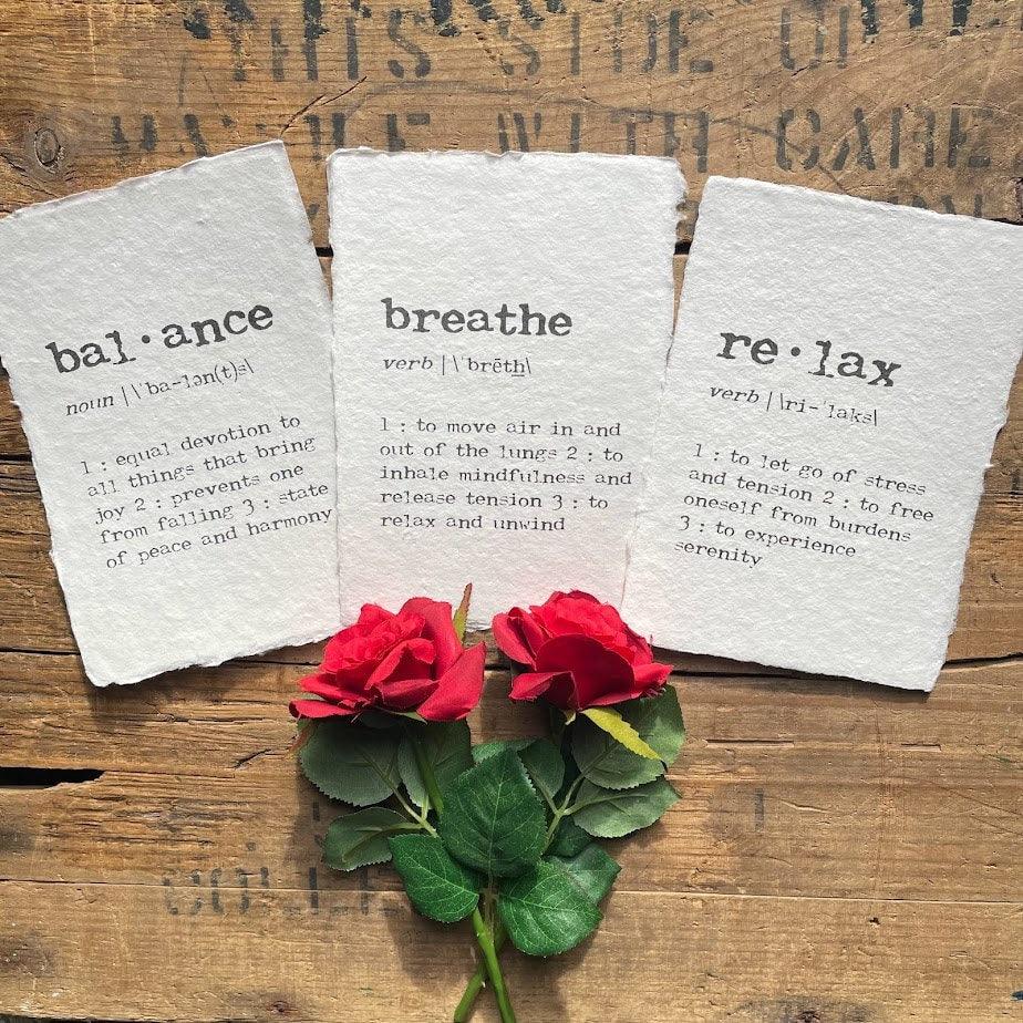 balance breathe and relax prints