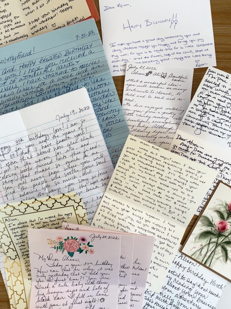 Handwritten birthday letters