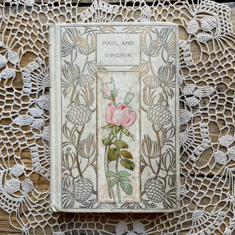 Antique Paul and Virginia book with rose and gold cover