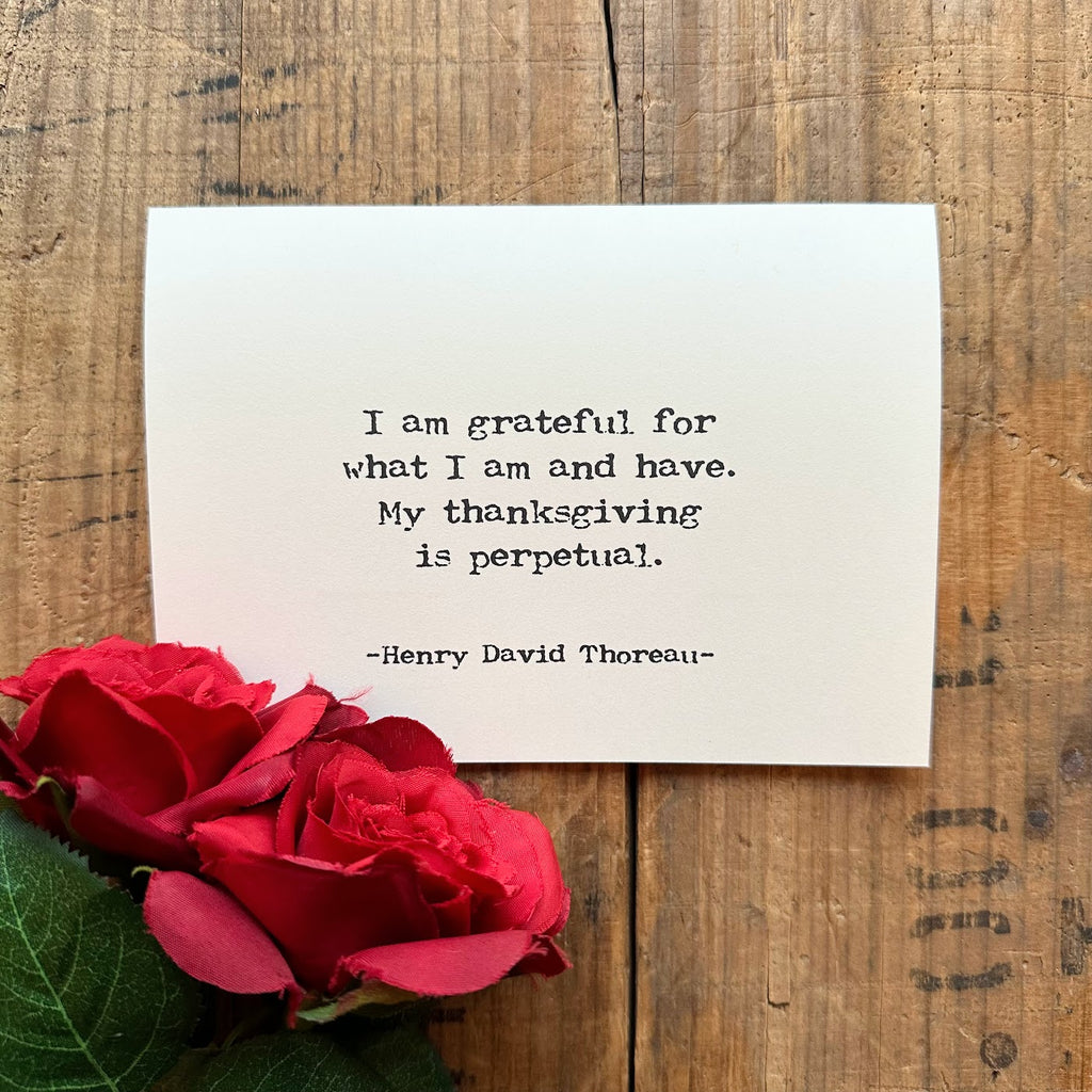 My thanksgiving is perpetual Thoreau quote card
