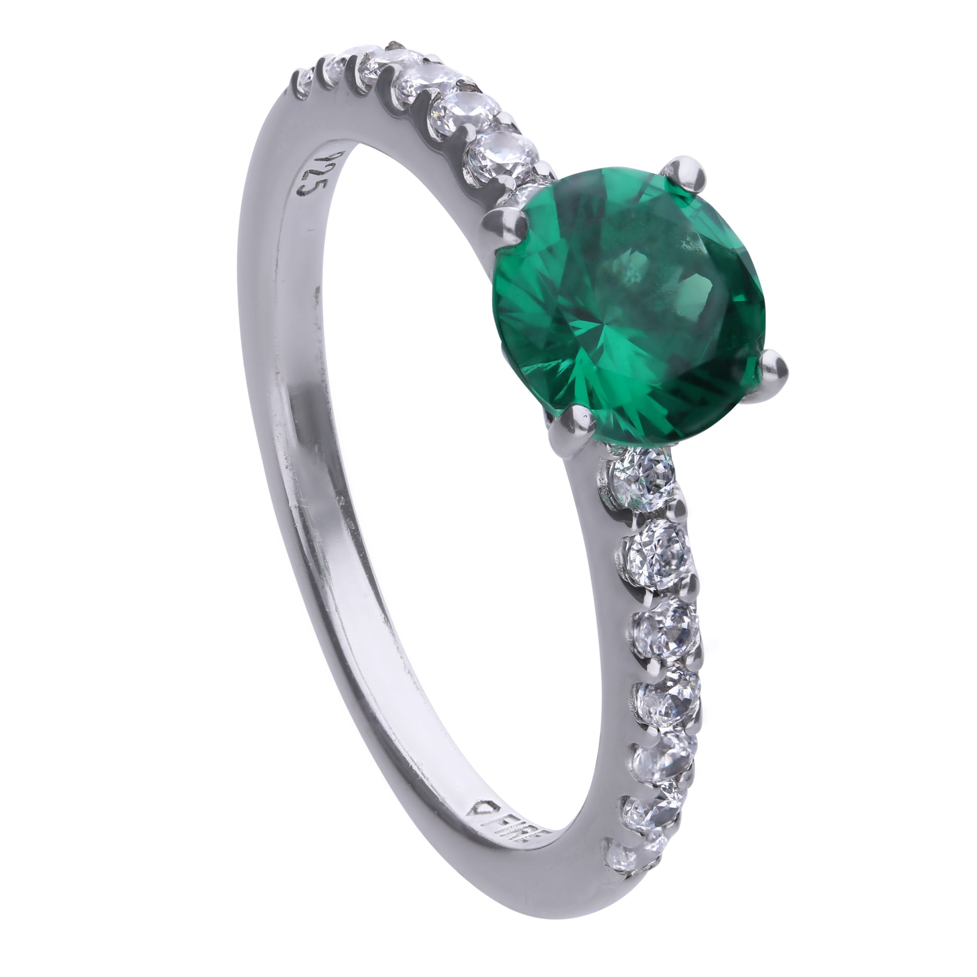 Emerald Silver Rings, 925 Sterling Silver Cubic Zirconia Simulated Dia –  KesleyBoutique