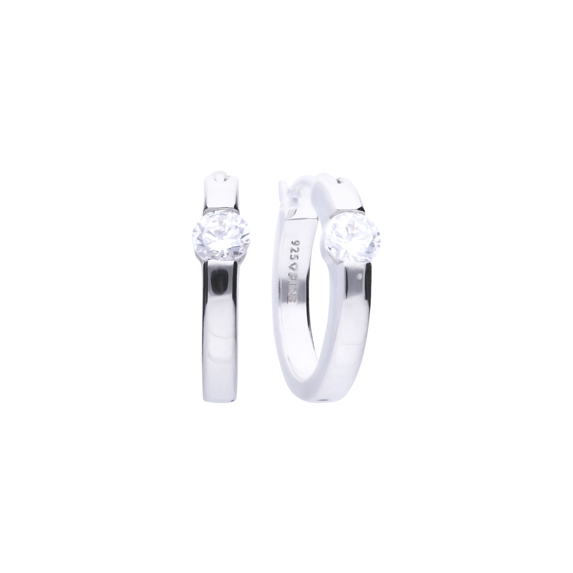 Silver earrings with a white zirconia, bezel setting and iconic cut –  Diamonfire USA