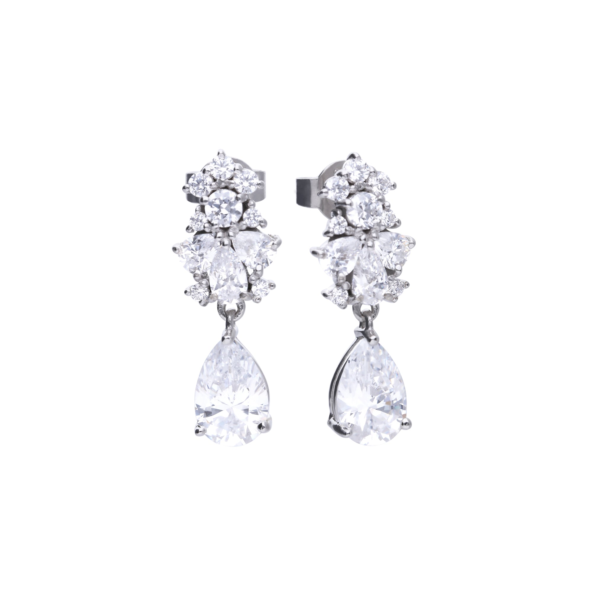 Silver earrings with a white zirconia, bezel setting and iconic cut –  Diamonfire USA