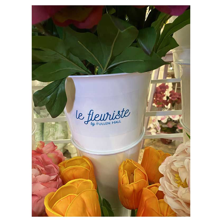 Floral display highlighting the logo for Le Fleuriste by Fullen Hall, an exclusive new floral boutique at Forestwood Antiquue Mall