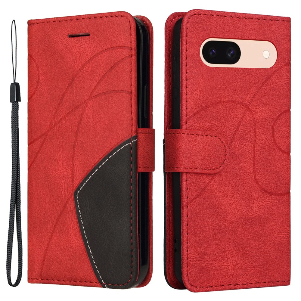 Textured Google Pixel 8A leather case with strap - Red