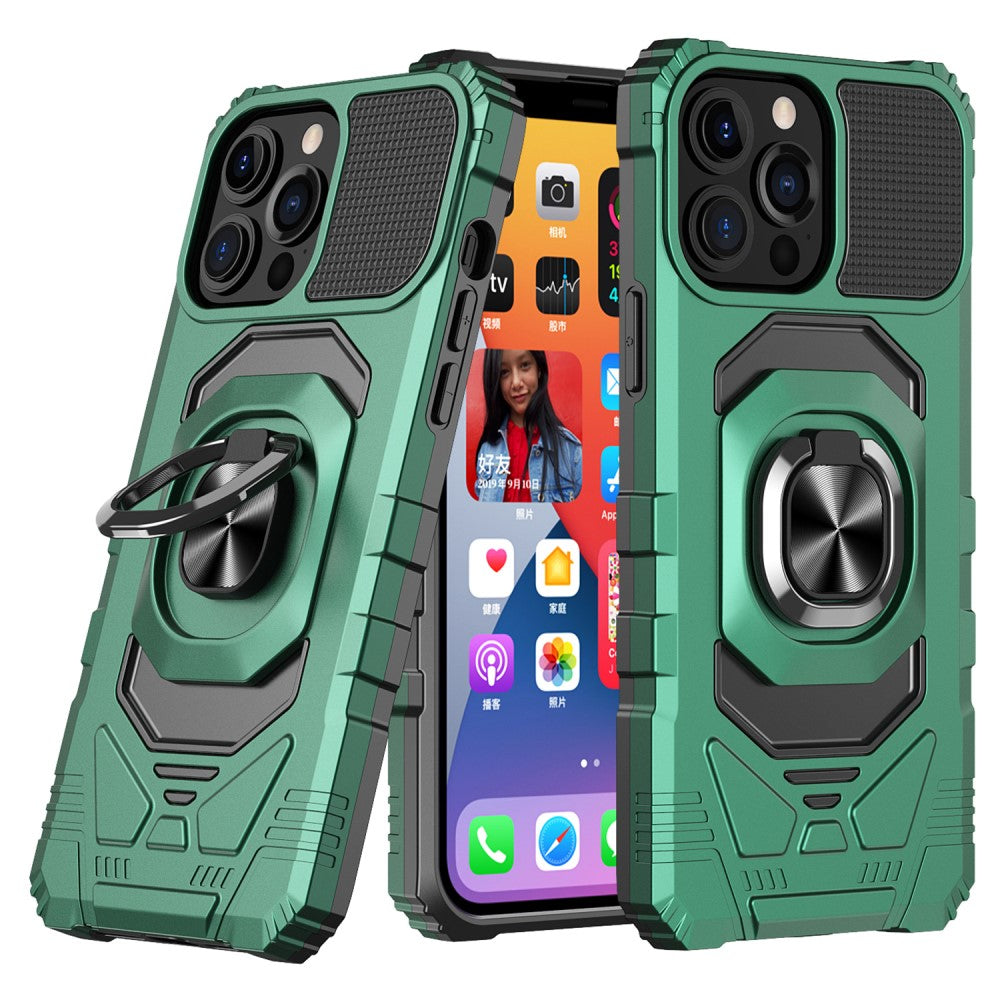 Durable hard plastic iPhone 11 Pro Max cover with soft inside and kickstand - Green