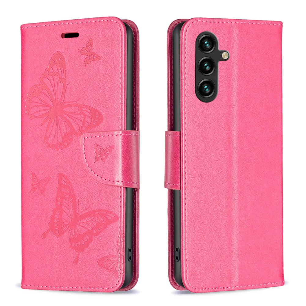 Butterfly Samsung Galaxy A35 Leather Case - Pink