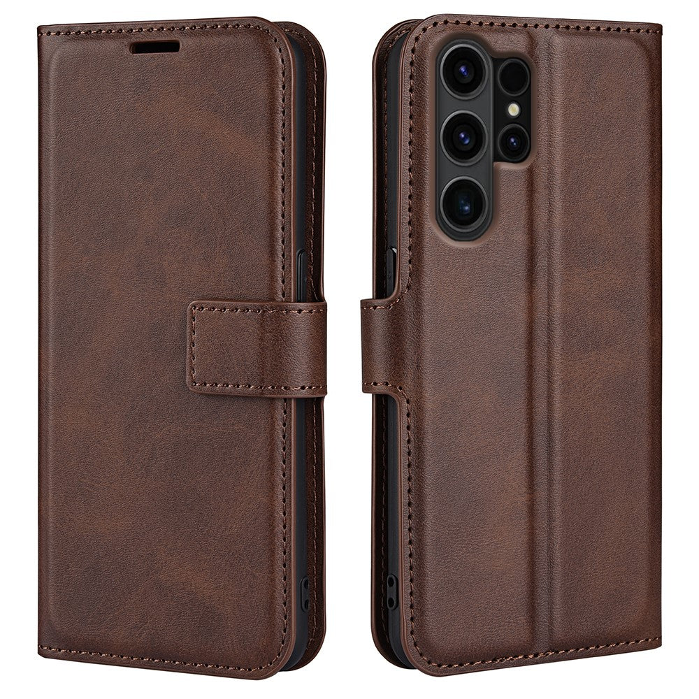 Wallet-style Samsung Galaxy S24 Ultra leather case - Brown