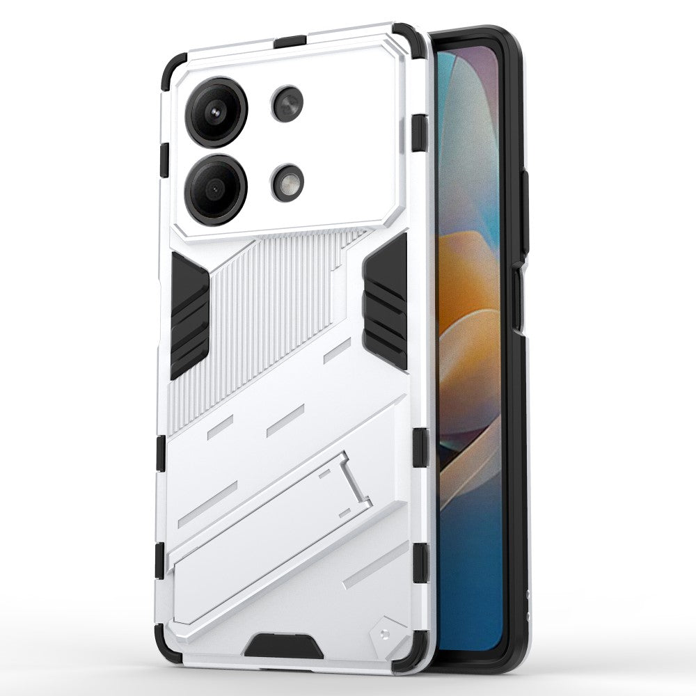 Shockproof Xiaomi Redmi Note 13R Pro hybrid cover with a modern touch - White