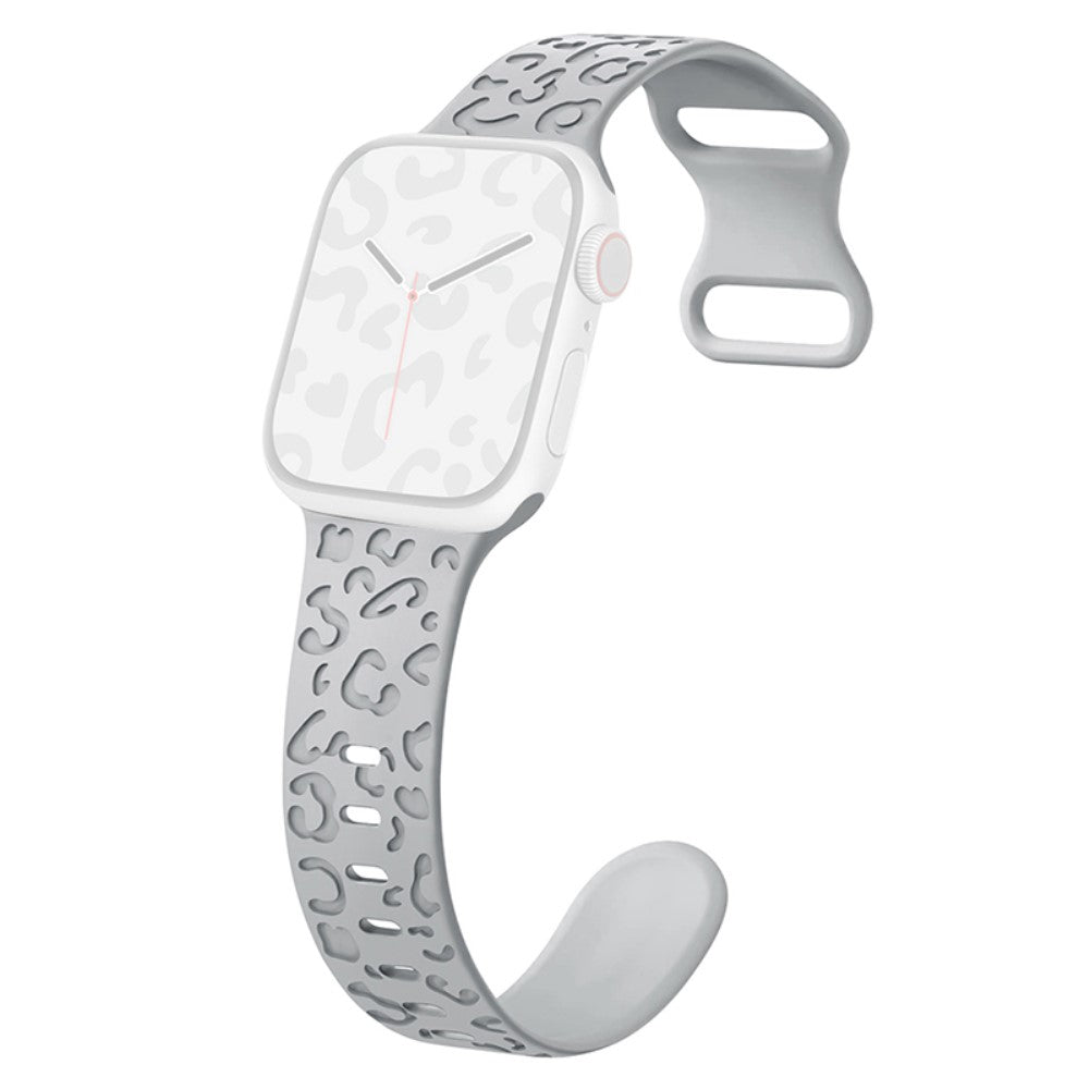 Apple Watch Series 49mm - 45mm - 44mm - 42mm Universal Flexible Leopard Pattern Watch Strap - Grey
