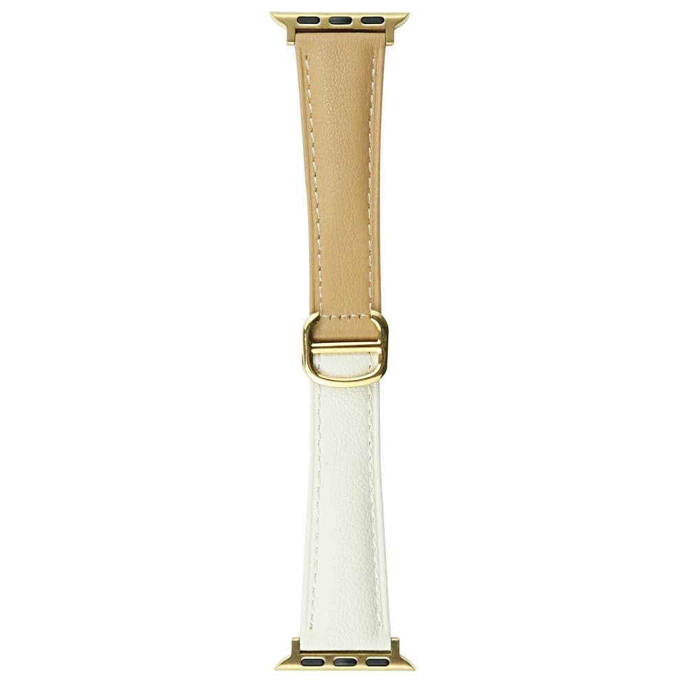 Apple Watch Series 41mm / 40mm / 38mm Cowhide Leather Watch Strap Replacement Watch Band - Milk Tea / Beige
